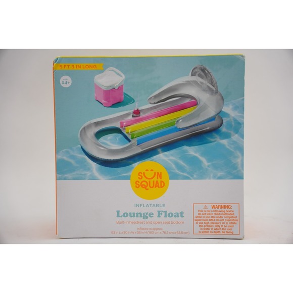 Sun Squad Other - Sun Squad Inflatable Lounge Pool Float w/ Headrest and Cup Holder